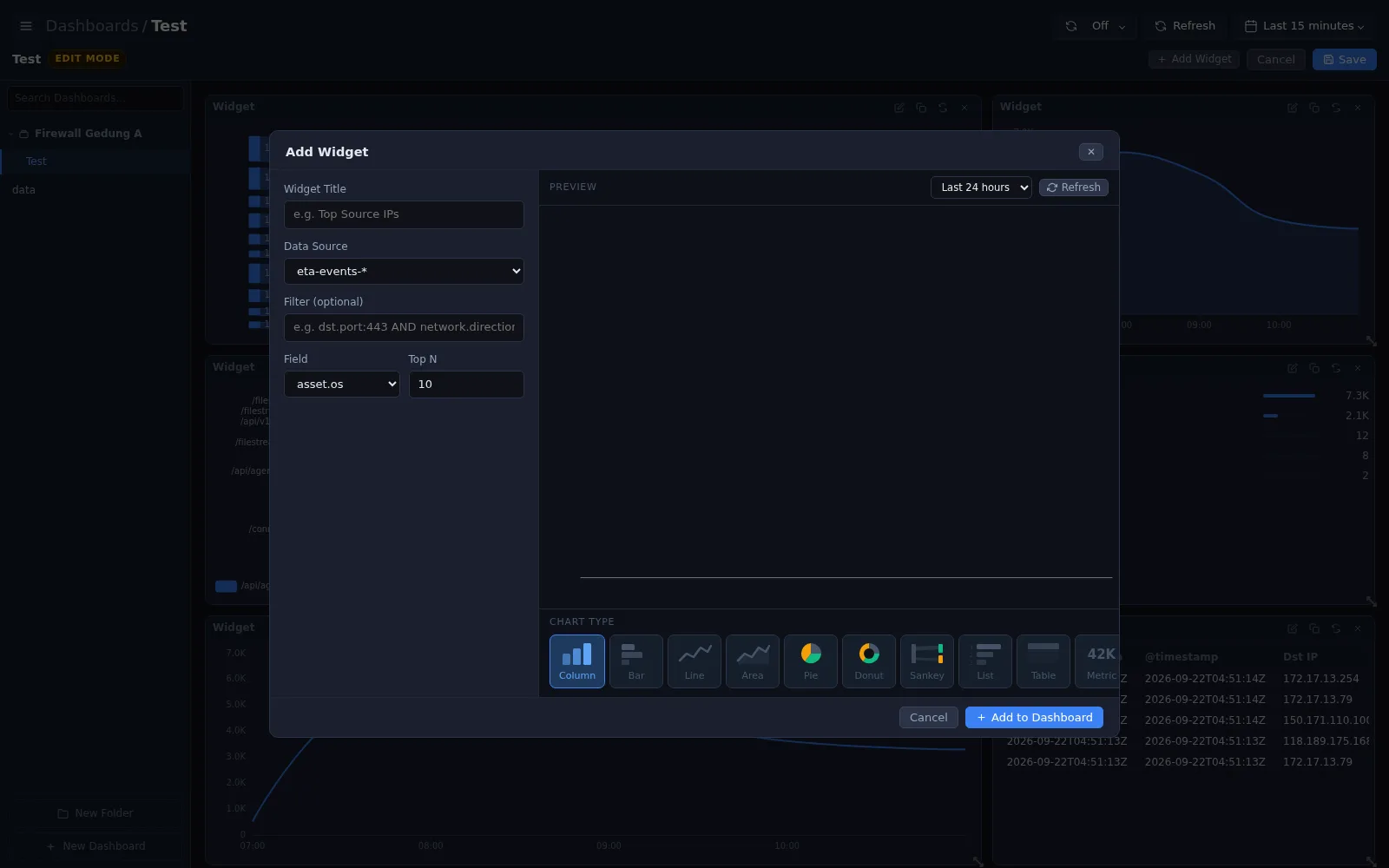 Add Widget editor
