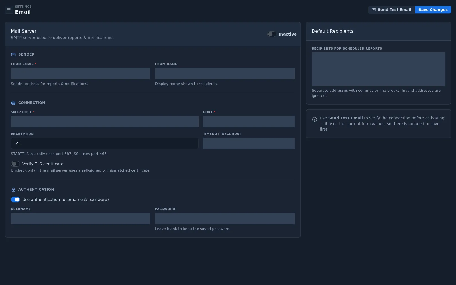 Email settings